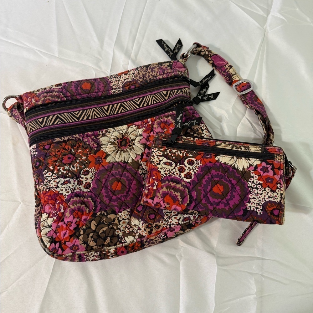 Vera Bradley Crossbody Bag Set - Purple and Red Floral